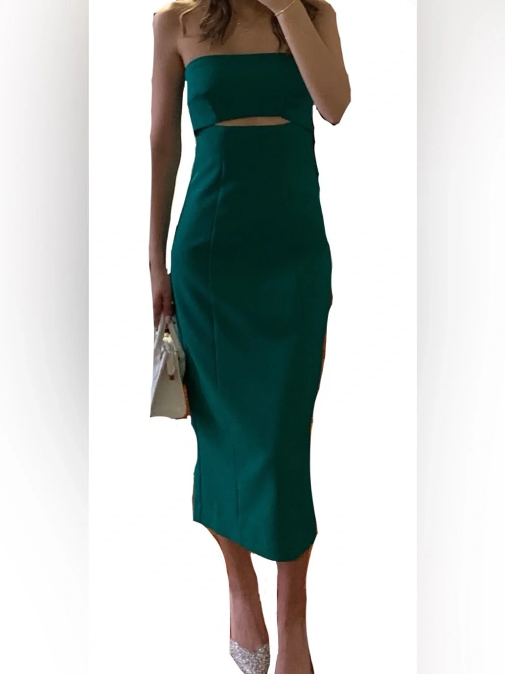 Dynamite Emerald Green Strapless Peek-a-boo Dress - Picture 2 of 4